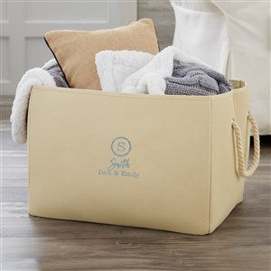 Laurel Monogram Embroidered Storage Tote- Natural