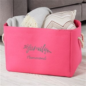 Cozy Home Embroidered Storage Tote- Pink