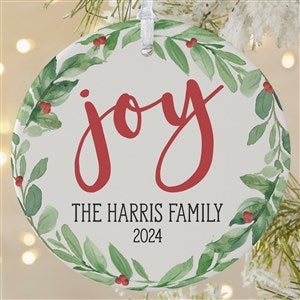 Watercolor Wreath Personalized Ornament- 3.75 Matte - 1 Sided
