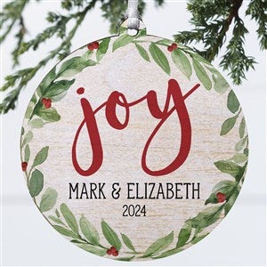 Watercolor Wreath Personalized Ornament- 3.75 wood - 1 Sided