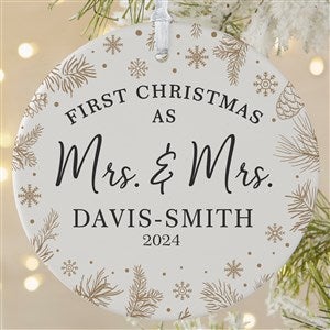 Gold Foliage Wedding Personalized Ornament- 3.75 Matte - 1 Sided