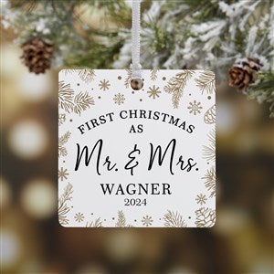 Gold Foliage Wedding Personalized Ornament- 2.75 Metal - 1 Sided