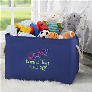 Unicorn Embroidered Kid's Room Storage Tote- Blue