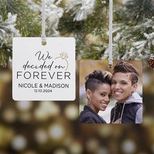 We're Engaged Personalized Photo Ornament- 2.75 Metal - 2 Sided