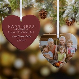 Happiness Is Being Grandparents Personalized Heart Ornament-3.25 Glossy-2 Sided