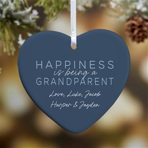 Happiness Is Being Grandparents Personalized Heart Ornament-3.25 Glossy-1 Sided