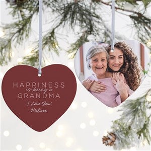 Happiness Is Being Grandparents Personalized Heart Ornament-4 Matte-2 Sided