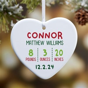 Newly Loved Baby Info Personalized Heart Ornament- 3.25 Glossy - 1 Sided