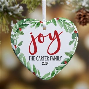 Watercolor Foliage Personalized Heart Ornament- 3.25 Glossy - 1 Sided