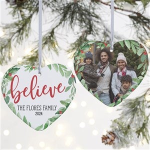 Watercolor Foliage Personalized Heart Ornament- 4 Matte - 2 Sided