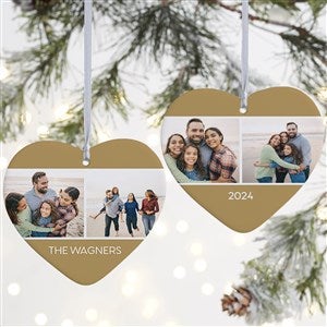 Family Photo Personalized Heart Ornament- 4 Matte - 2 Sided