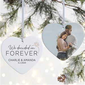 We're Engaged Personalized Photo Heart Ornament- 4 Matte - 2 Sided