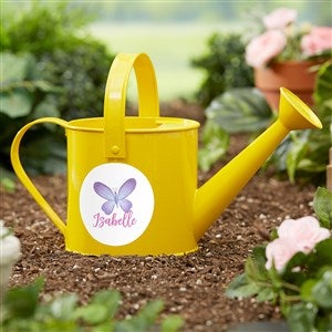 Watercolor Brights Butterfly Personalized Yellow Watering Can