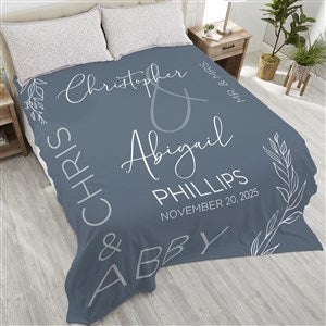 Elegant Couple Personalized Fleece Wedding Blanket - King Size