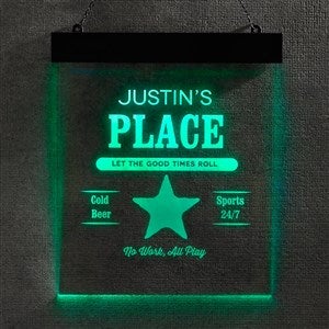 His Place Personalized Light Up Sign - Star