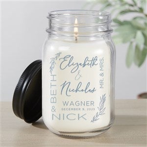 Personalized Wedding Farmhouse Candle Jar - Elegant Couple