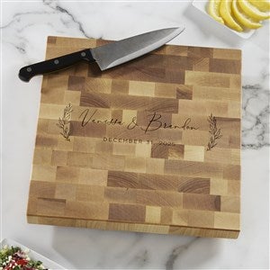 Elegant Couple Personalized 12x12 Wedding Butcher Block Cutting Board