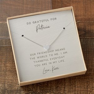 Grateful For You Silver Heart Necklace With Personalized Message Card