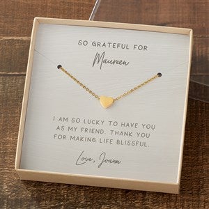 Grateful For You Gold Heart Necklace With Personalized Message Card