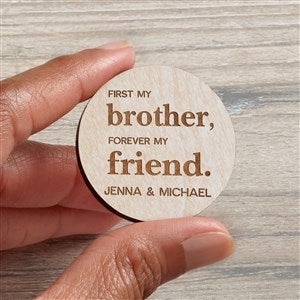 First My Brother Personalized Wood Pocket Token- Whitewashed