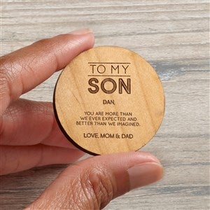 To My Son Personalized Wood Pocket Token- Natural