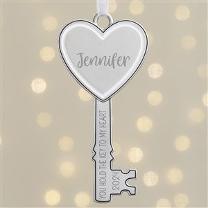Key To My Heart Personalized Silver Ornament