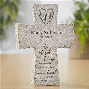 On Angels Wings Personalized Memorial Resin Tabletop Cross