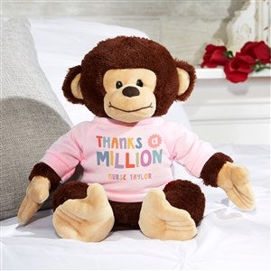 Many Thanks Personalized Plush Monkey- Pink