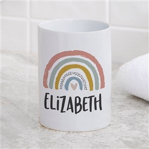 Personalized Ceramic Bathroom Cup - Boho Rainbow