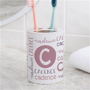 Personalized Ceramic Toothbrush Holder - Youthful Name