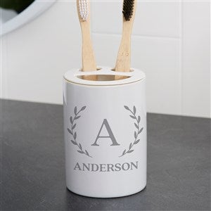 Personalized Ceramic Toothbrush Holder - Laurel Initial