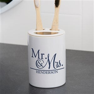 Personalized Ceramic Toothbrush Holder - Wedded Pair