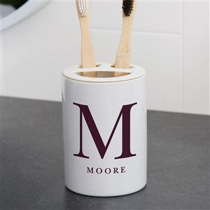 Personalized Ceramic Toothbrush Holder - Chic Monogram