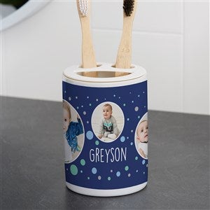 Personalized Ceramic Toothbrush Holder - Photo Bubbles