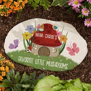Mushroom Family Personalized Round Garden Stone - 7.5 x 12