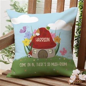 Mushroom Family Personalized Outdoor Throw Pillow - 16?x 16?