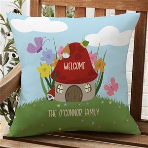 Mushroom Family Personalized Outdoor Throw Pillow - 20?x20?