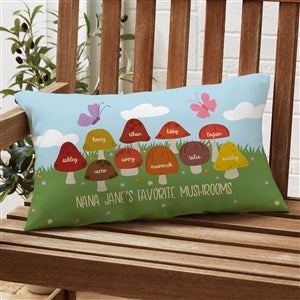 Mushroom Family Personalized Lumbar Outdoor Throw Pillow - 12? x 22?