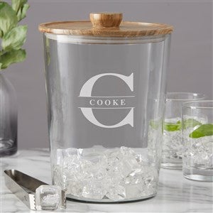 Lavish Last Name Engraved Glass Ice Bucket with Acacia Lid