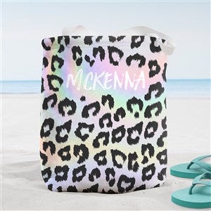 Leopard Print Personalized Beach Bag- Small
