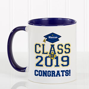 Blue Personalized Graduation Coffee Mugs - Cheers to the Graduate
