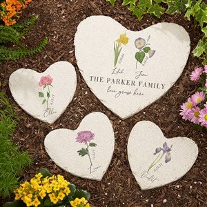 Birth Month Flower Personalized Heart Garden Stones - 38339