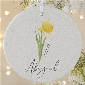 Birth Month Flower Personalized Ornament- 3.75 Matte - 1 Sided
