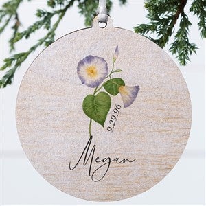 Birth Month Flower Personalized Ornament- 3.75 Wood - 1 Sided