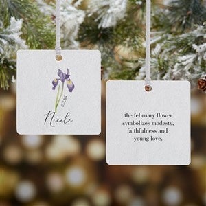Birth Month Flower Personalized Ornament- 2.75 Metal - 2 Sided