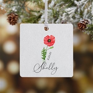 Birth Month Flower Personalized Ornament- 2.75 Metal - 1 Sided