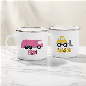 Construction & Monster Trucks Personalized Kids Enamel Mug-Large