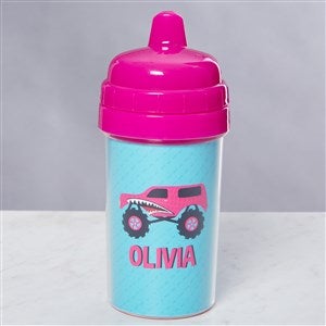Construction & Monster Trucks Personalized 10 oz. Sippy Cup- Pink