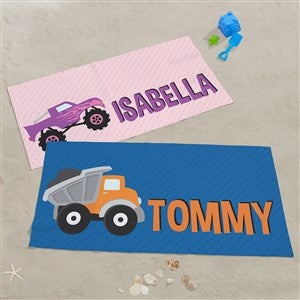 Construction & Monster Trucks Personalized 35x72 Beach Towel