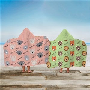 Animal Pals Personalized Kids Hooded Beach Towel